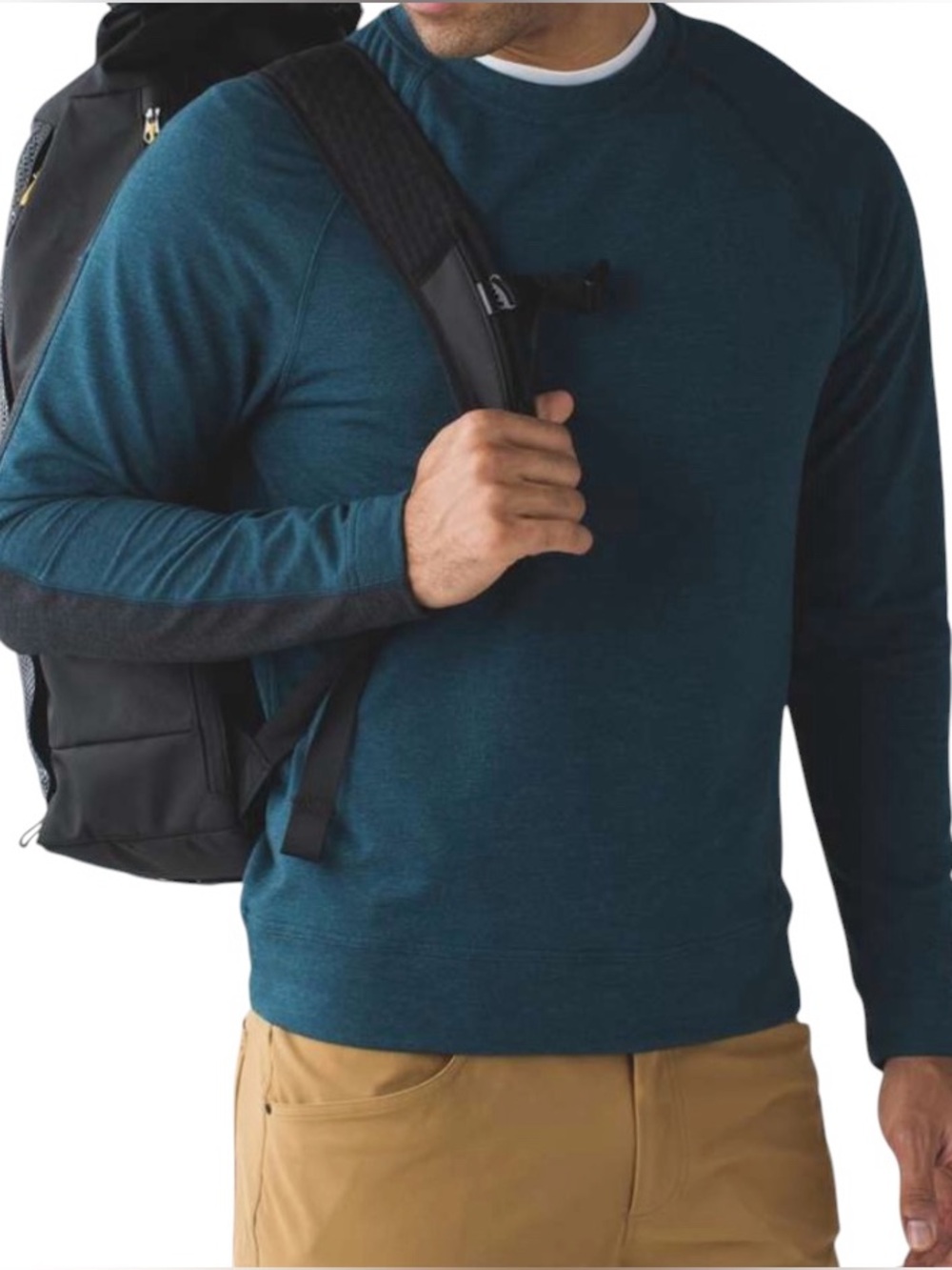 Lululemon Men’s Teal Raglan Pave Pullover Reversible Gray Print Sweater- Small